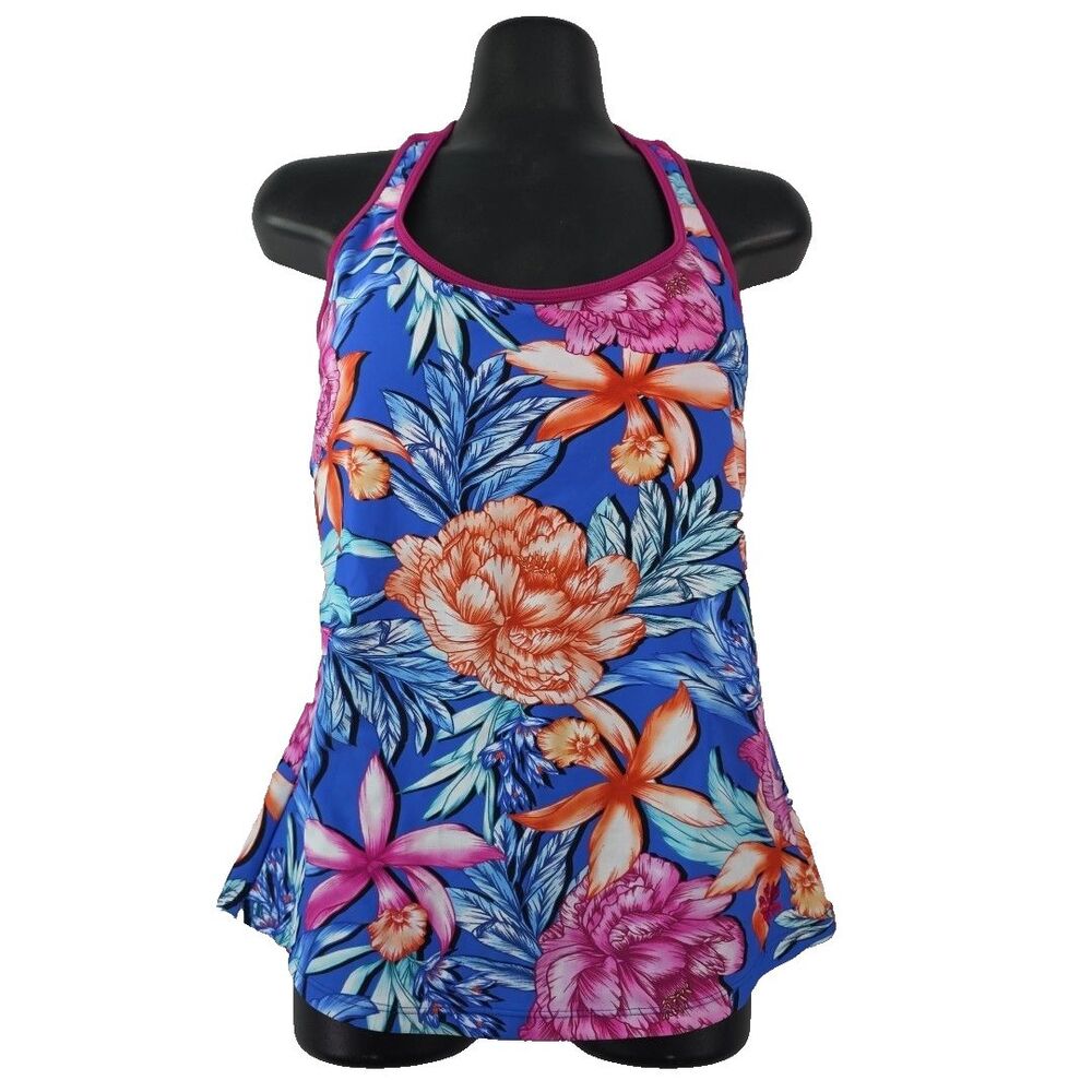 Hapari Passion Sport Tankini Top Size L Floral Swimsuit Bathing Suit NWT Modest
